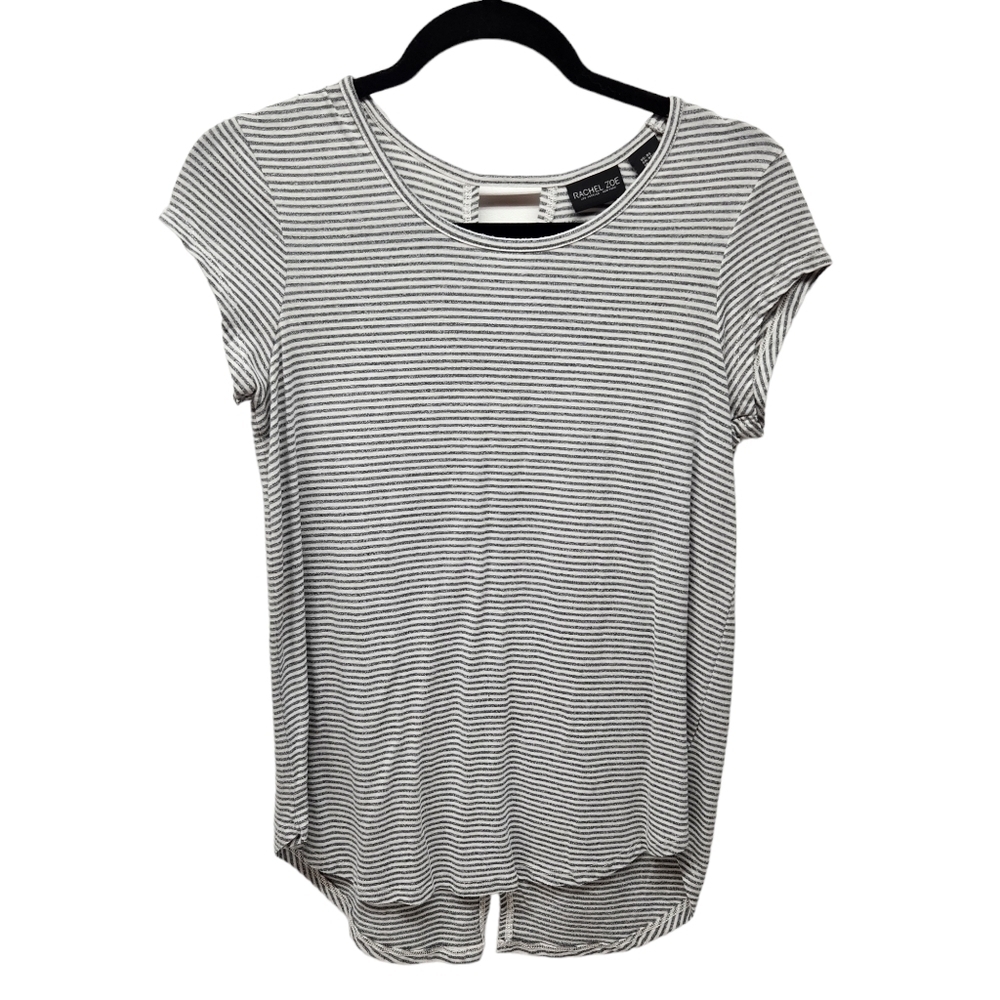 Rachel Zoe Top Cap Sleeve Scoop Neck Blue White Stripe, Size XS